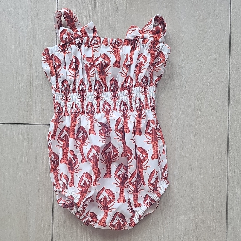 Rachel Riley Lobster Print Baby Romper